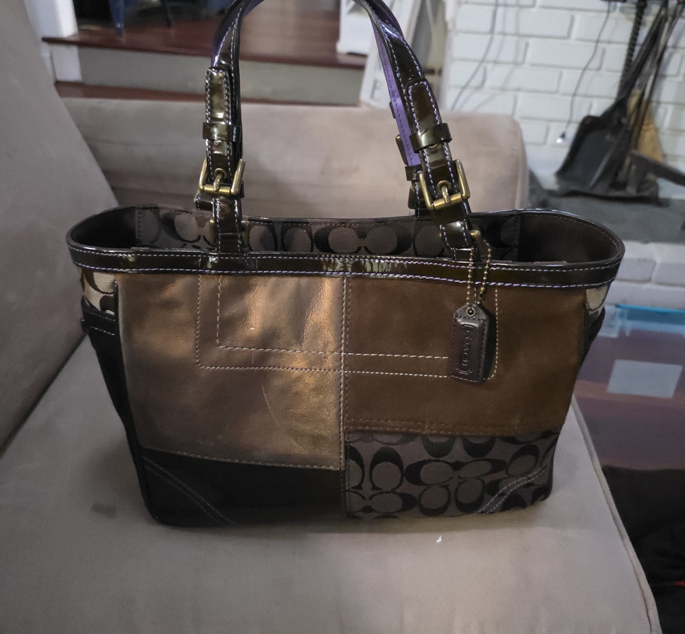 Coach Vintage Patchwork Signature Leather & Canvas Tote in Brown Tones
